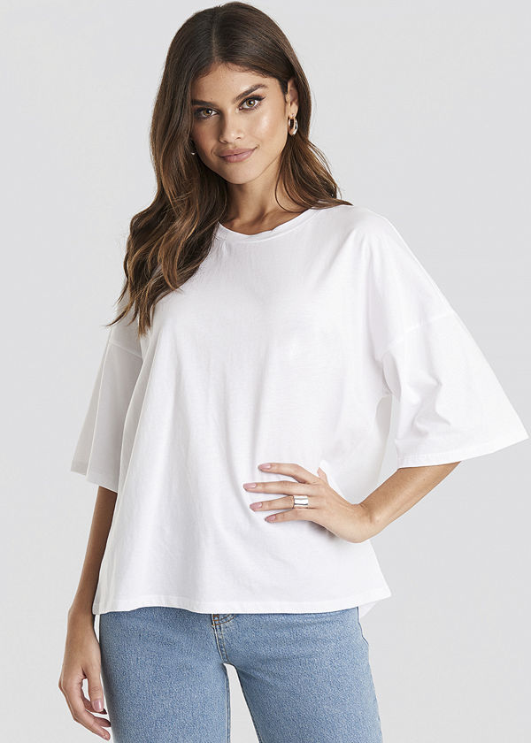 NA-KD Basic Oversized Boxy T-shirt vit