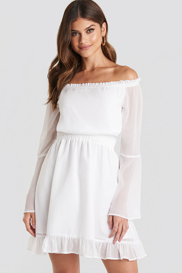 Paulinye x NA-KD Off Shoulder Mini Dress vit