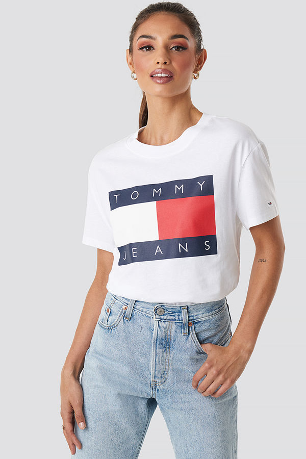 Tommy Jeans Tommy Flag Tee vit