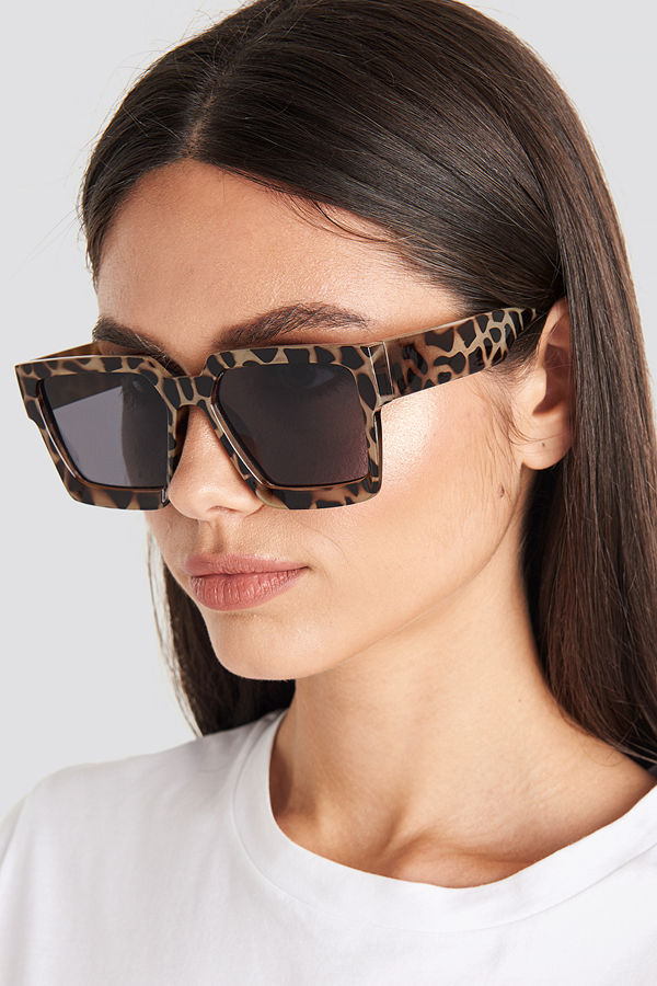 NA-KD Accessories Big Squared Edge Sunglasses brun