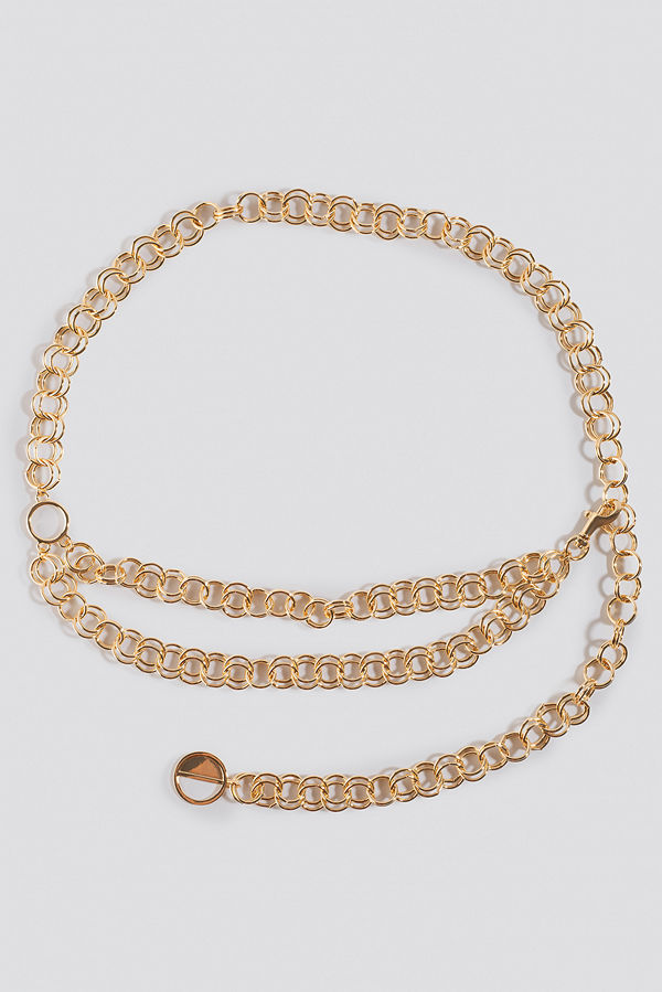 NA-KD Accessories Slim Links Chain Belt guld