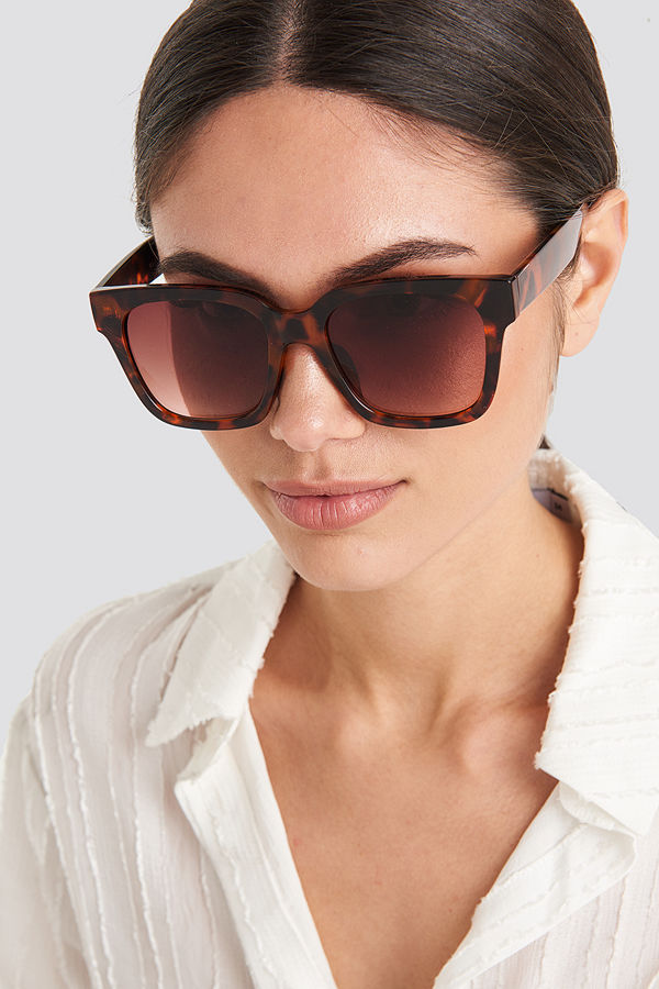 NA-KD Accessories Big Rounded Edge Sunglasses brun