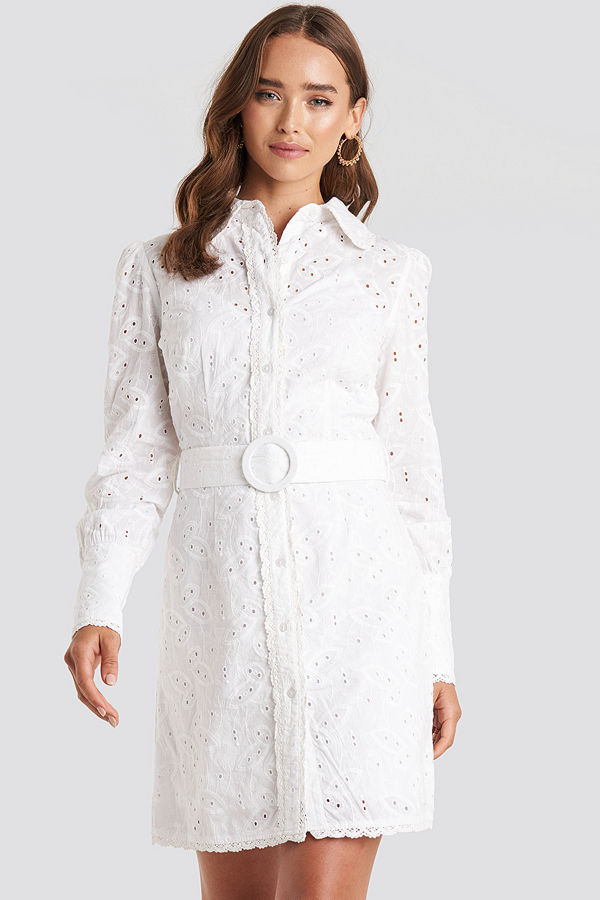 NA KD Boho Anglaise Collar Mini Dress vit Klänningar Chiara Forthi Piubella Dress Klänningar online Modegallerian