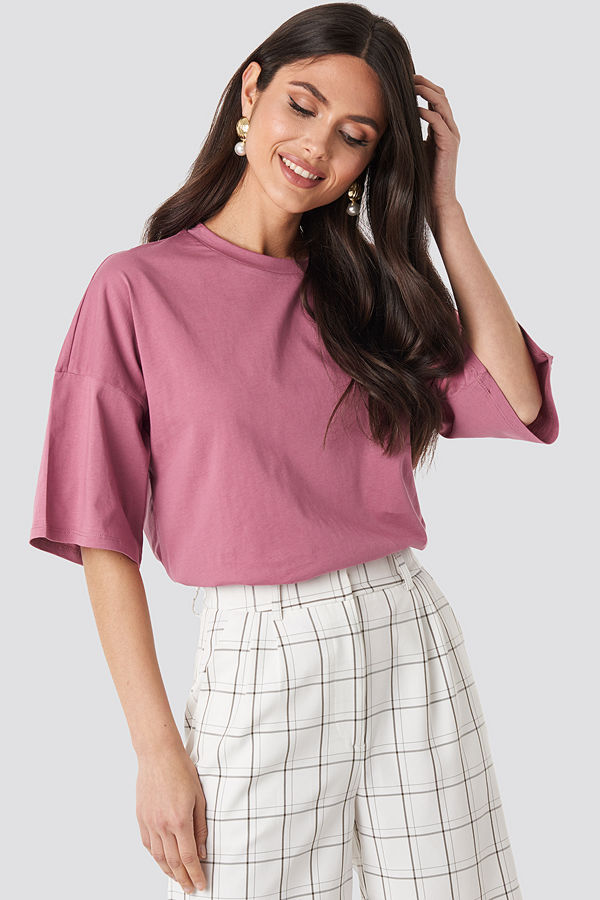 NA-KD Basic Oversized Boxy T-shirt rosa
