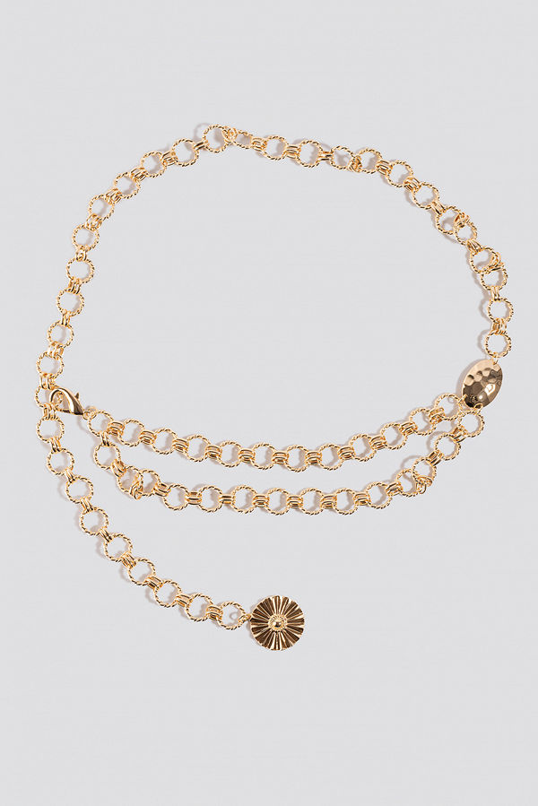 NA-KD Accessories Twisted Links Chain Belt guld
