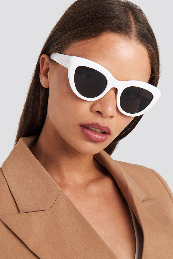 NA-KD Accessories Cat Eye Sunglasses vit