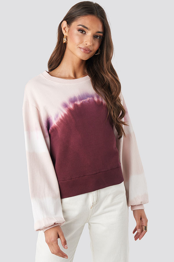 NA-KD Tie Dye Oversized Cropped Sweatshirt rosa lila
