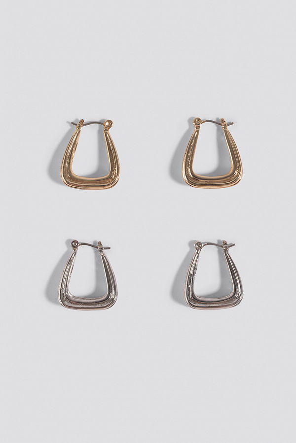 NA-KD Accessories smycke Double Pack Structured Triangle Earrings silver guld
