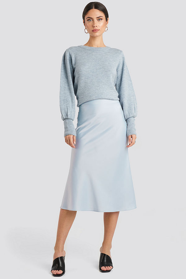 NA-KD Classic Satin Skirt blå