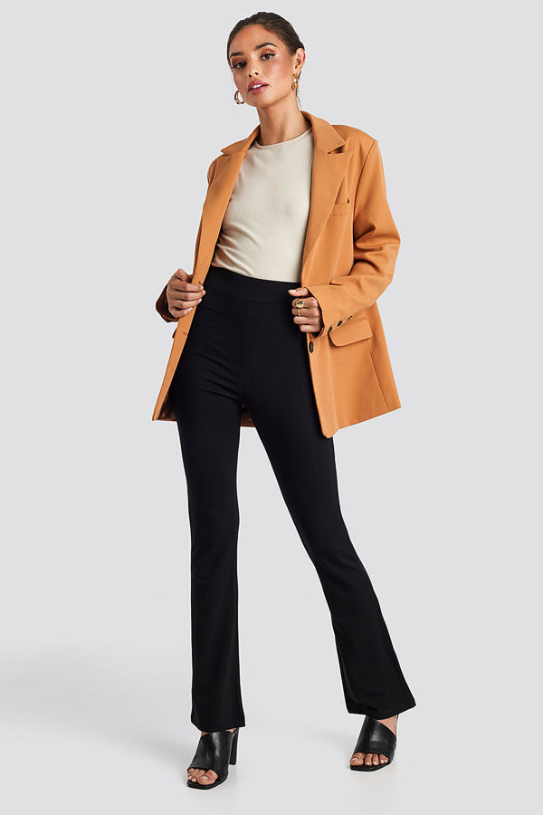 NA-KD High Waist Straight Leg Jersey Pants svart