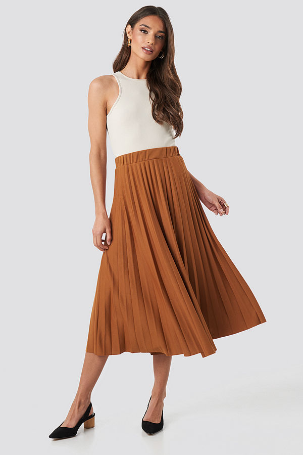 Trendyol Midi Pleated Skirt brun