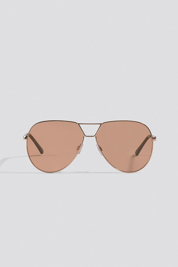 NA-KD Accessories Oversize Wire Frame Sunglasses brun guld