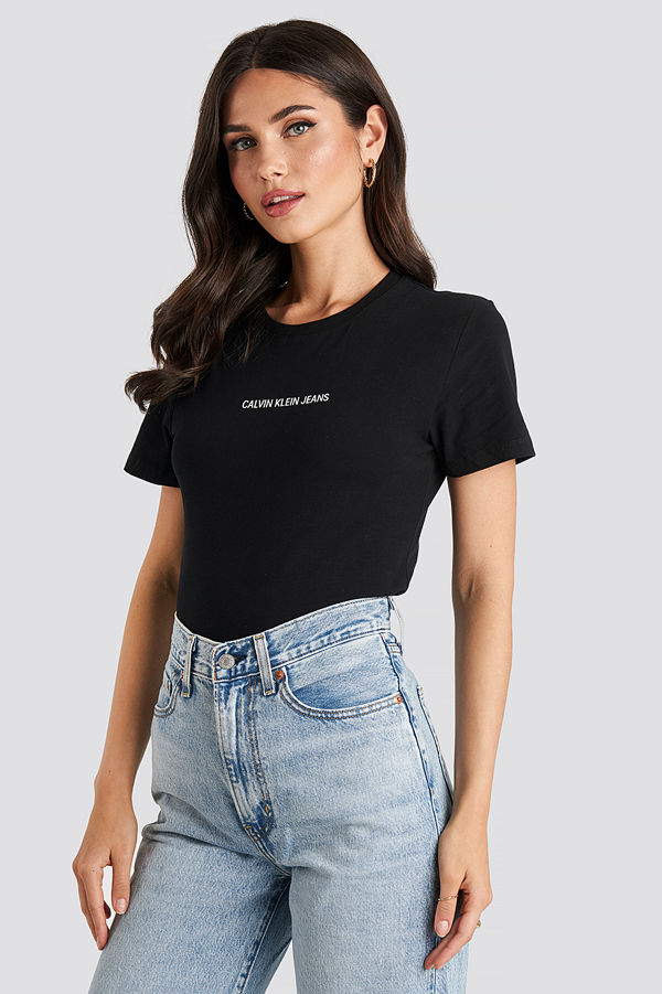 Calvin Klein Institutional Logo Stretch Slim Tee svart