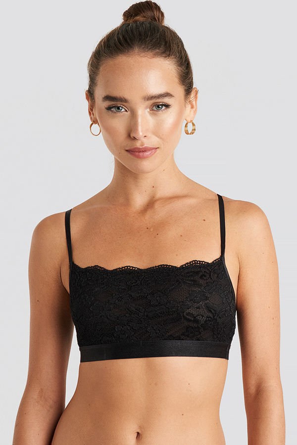 NA-KD Lingerie Bandeau Lace Bra svart