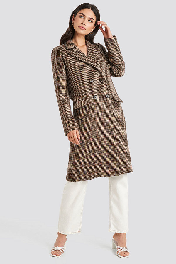 NA-KD Trend Brown Pepita Coat brun