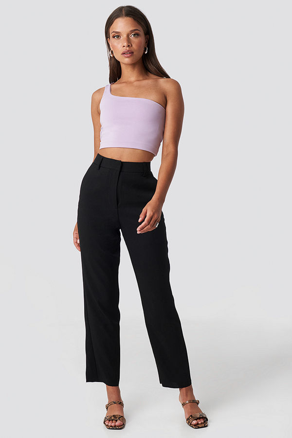 NA-KD Trend svarta byxor Raw Hem Ankle Pants svart