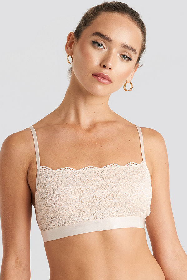 NA-KD Lingerie Bandeau Lace Bra offvit