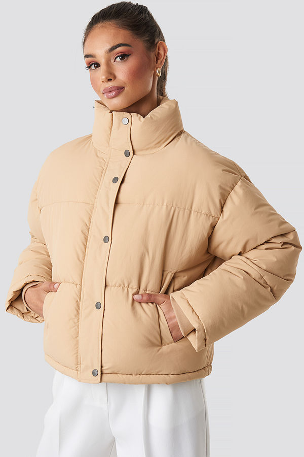 NA-KD Short Padded Jacket beige
