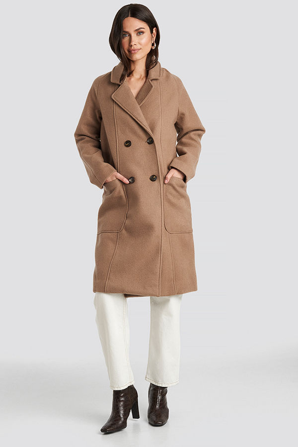 NA-KD Trend Big Pocket Coat beige