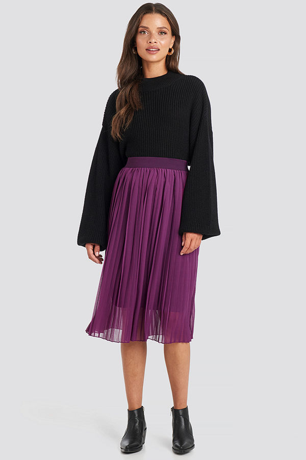 NA-KD Midi Pleated Skirt lila