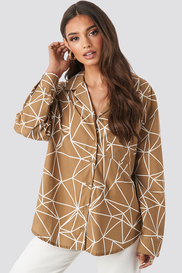 NA-KD Oversized Safari Shirt beige