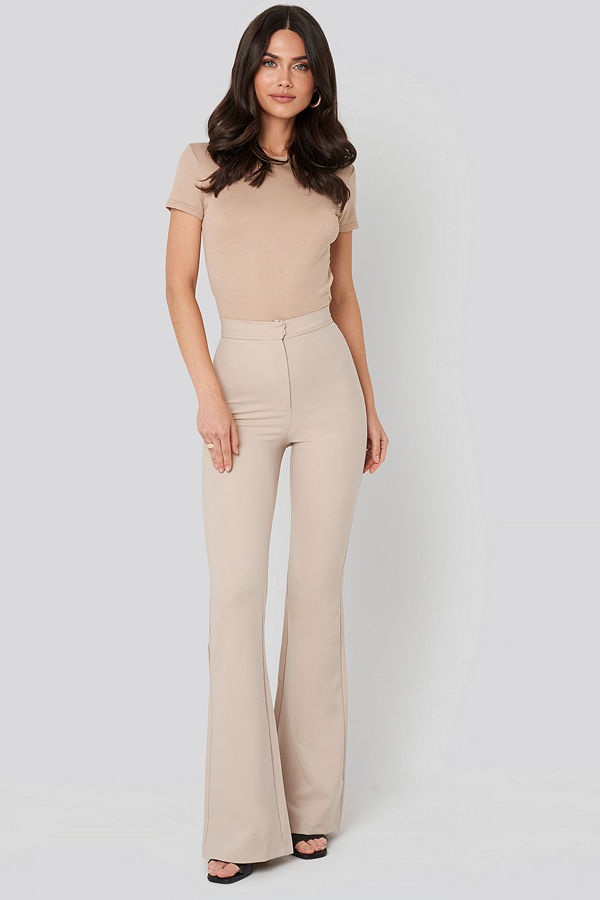 Trendyol omönstrade byxor Spanish Hem Trousers beige