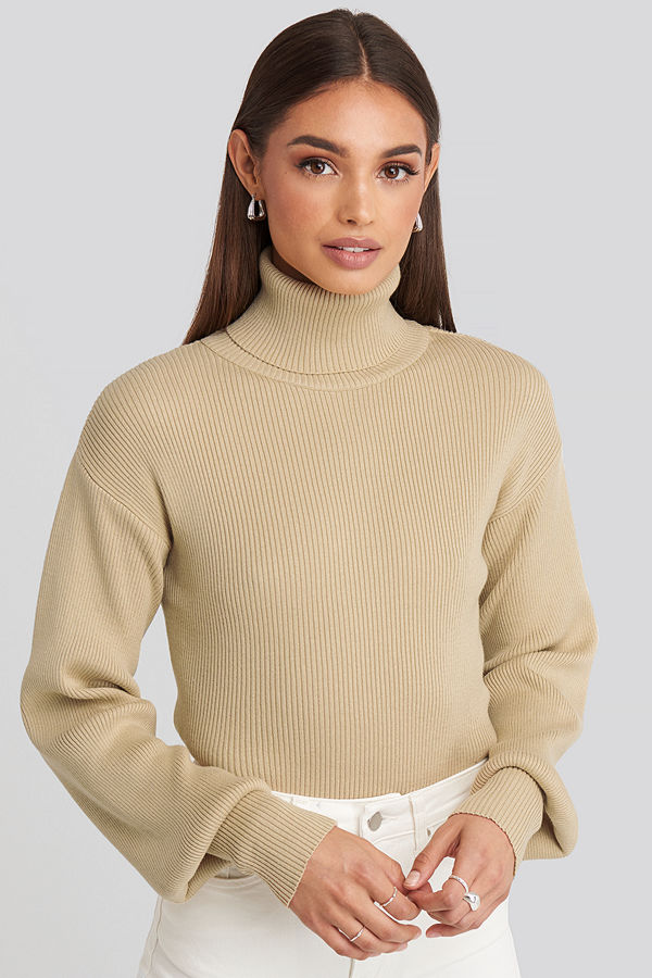 Hoss x NA-KD Drop Shoulder Sweater beige