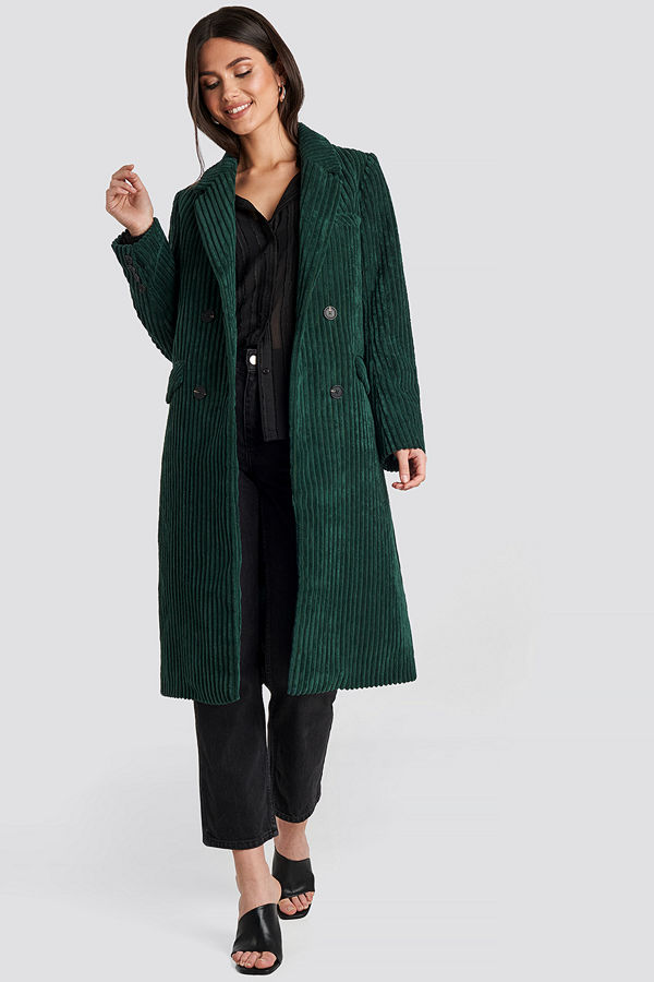NA-KD Corduroy Coat grön