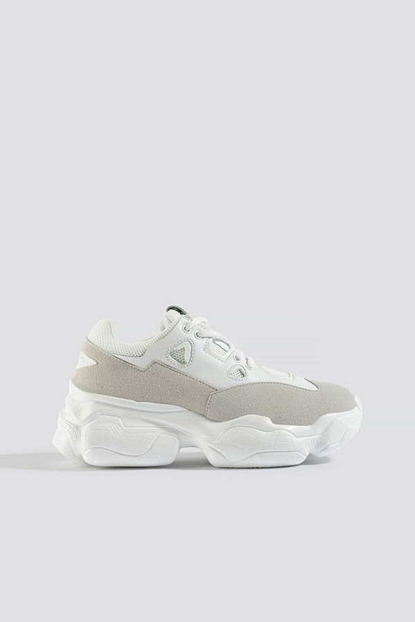 NA-KD Shoes Chunky Graphic Sole Trainers vit
