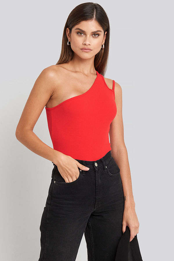 Trendyol One Shoulder Detail Top röd
