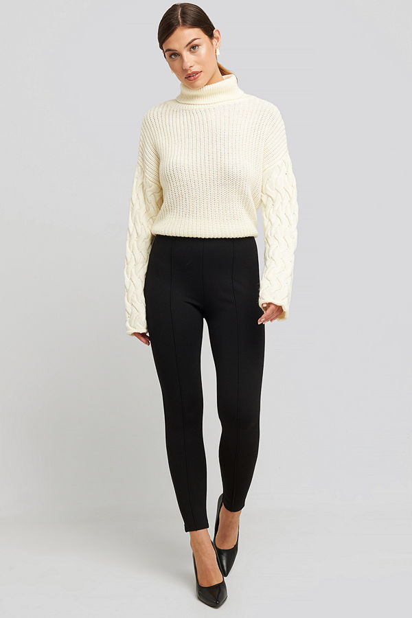 NA-KD Front Seam Jersey Pants svart
