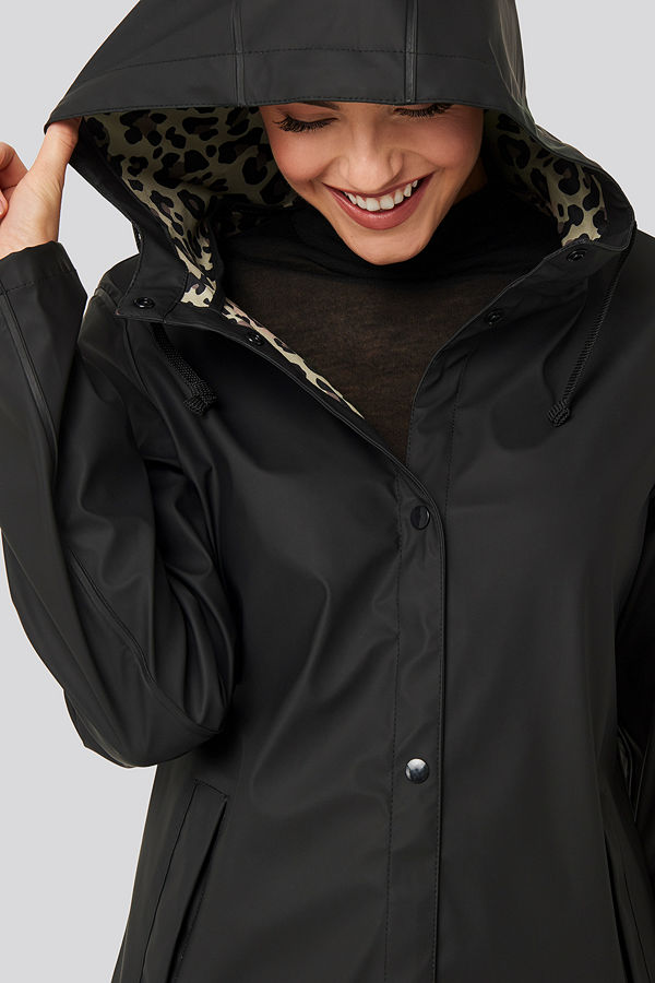 NA-KD Bonded Leo Rain Coat svart