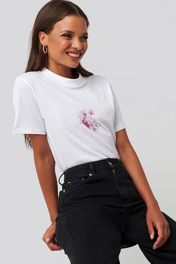 NA-KD Trend Emotion Rose Wide Rib Basic Tee vit