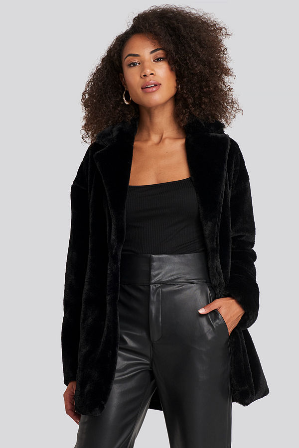 Rut & Circle Tyra Faux Fur Jacket svart