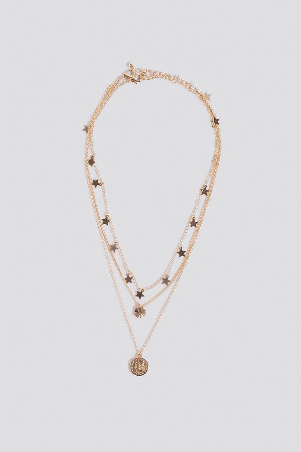 NA-KD Accessories smycke Star And Coin Layered Necklace guld