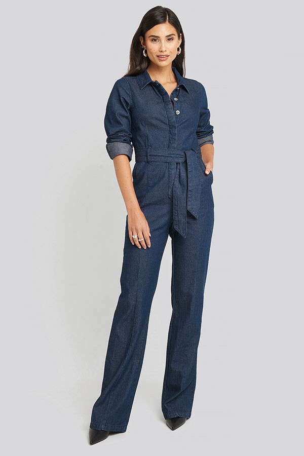 AFJ x NA-KD Denim Jumpsuit blå