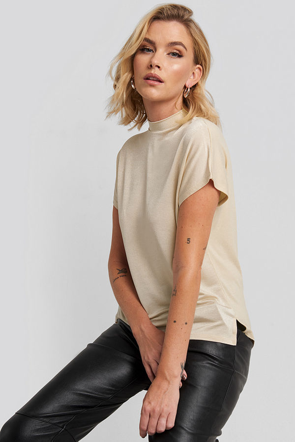 Mango Satin Tee beige