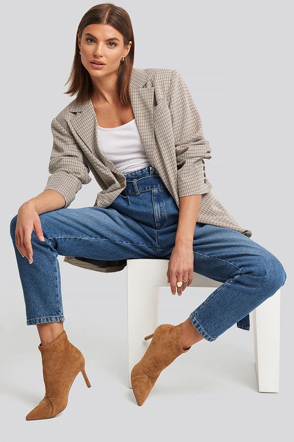 NA-KD Paperbag Waist Jeans blå