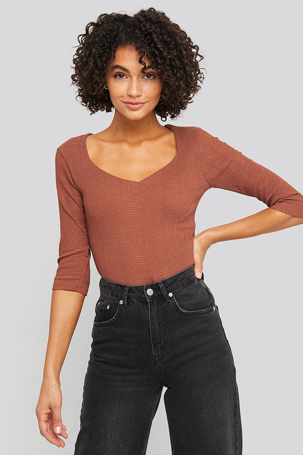 Trendyol Tile Textured Top brun röd