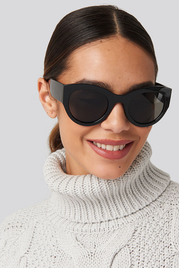 NA-KD Accessories Wide Temple Cateye Sunglasses svart