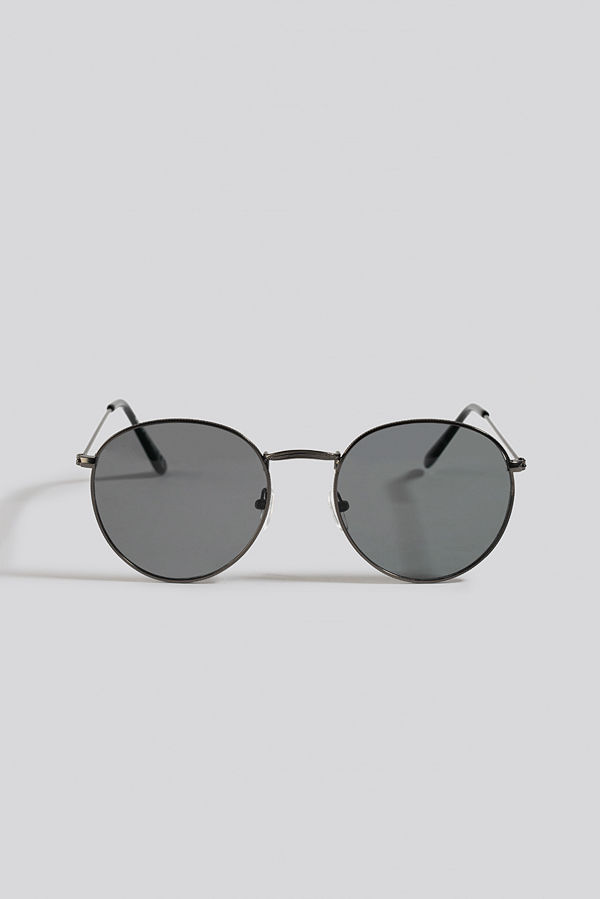 NA-KD Accessories Round Metal Sunglasses svart