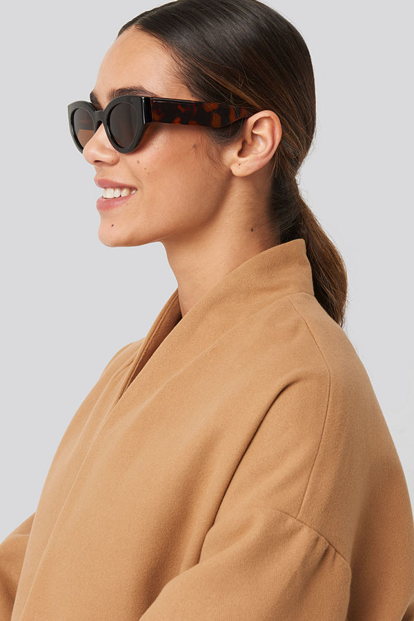 NA-KD Accessories Detailed Temple Cateye Sunglasses brun