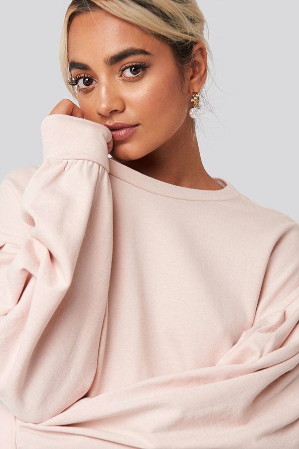NA-KD Balloon Sleeve Oversized Sweatshirt rosa