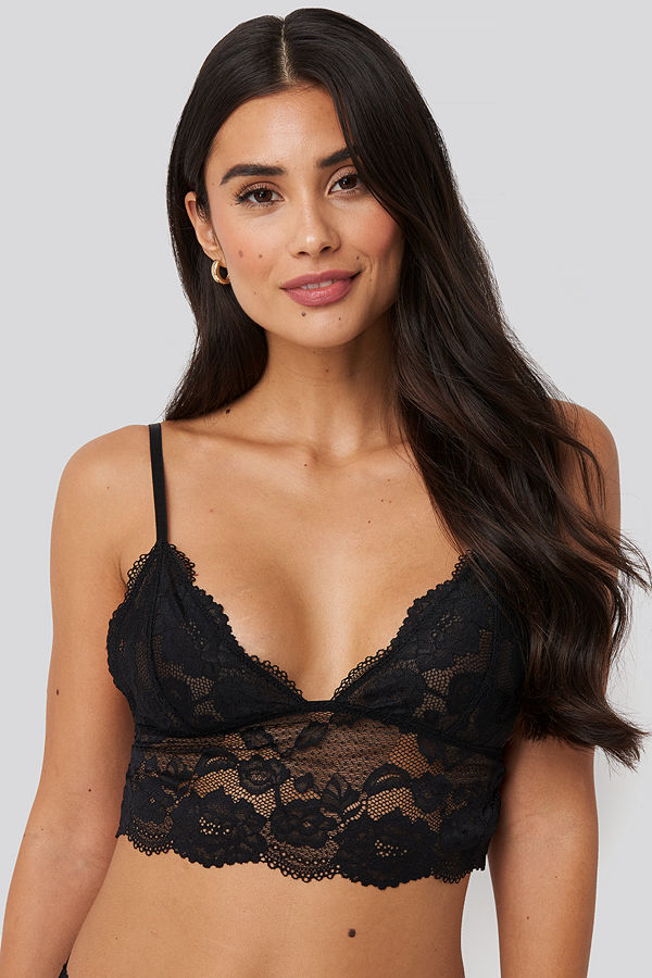 NA-KD Lingerie Romantic Wide Lace Bralette svart
