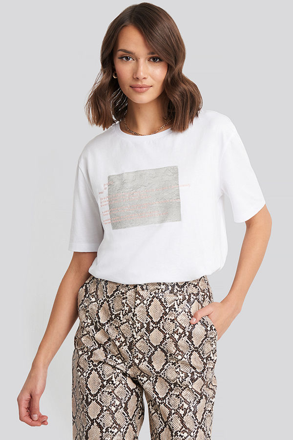 NA-KD Poetry Oversized T-shirt vit