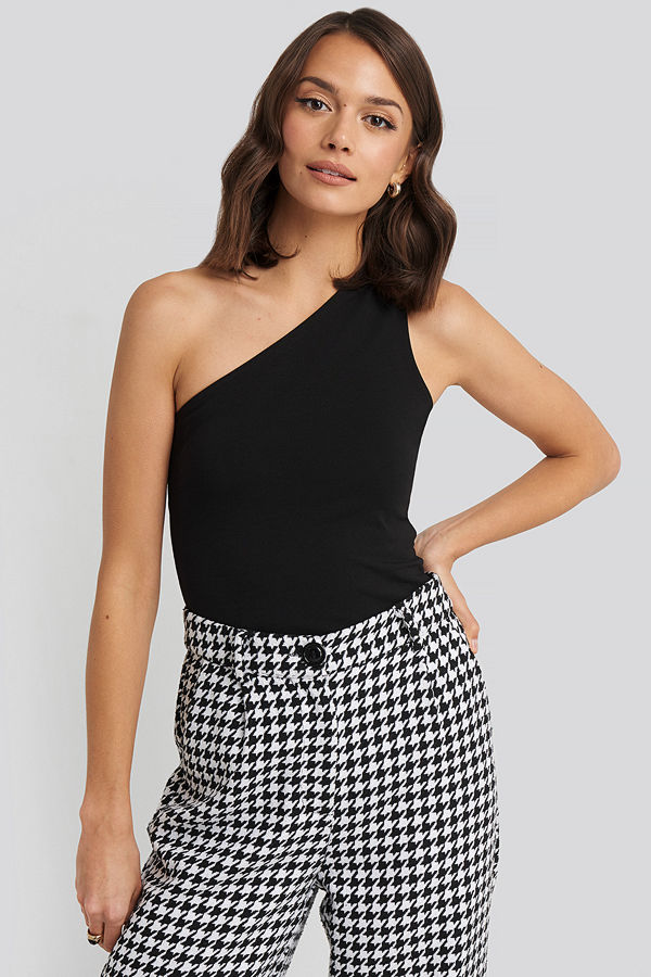 NA-KD Basic One Shoulder Singlet Top svart