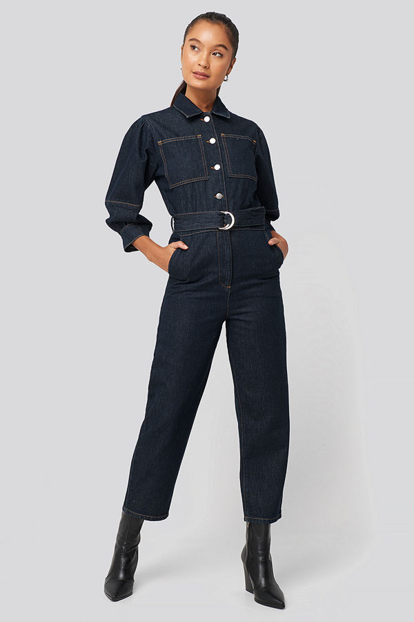 NA-KD Trend Puff Sleeve Jumpsuit blå