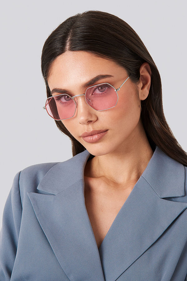 NA-KD Accessories Octagon Sunglasses rosa