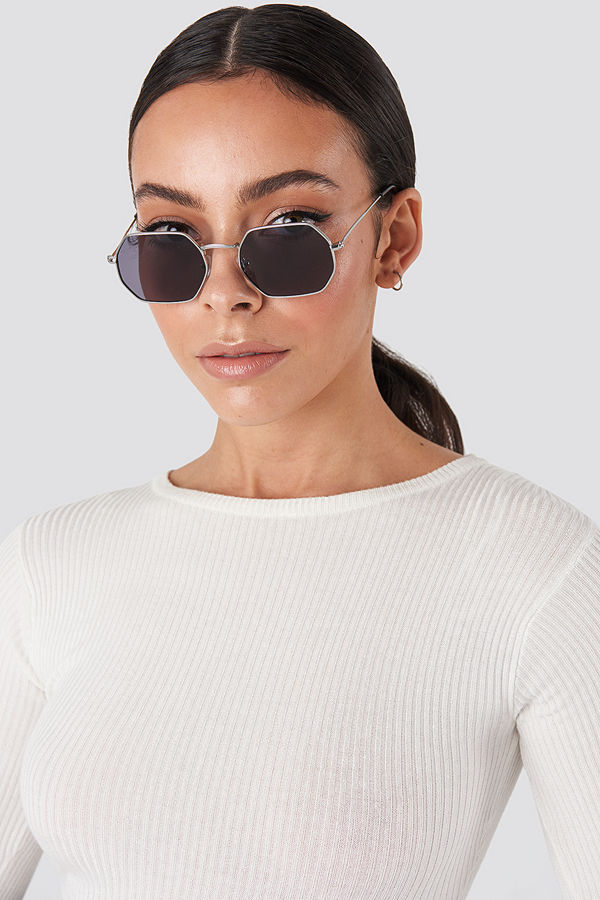 NA-KD Accessories Octagon Sunglasses svart silver