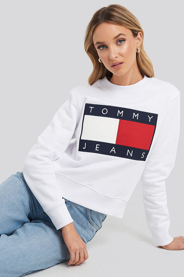 Tommy Jeans Tommy Flag Crew vit